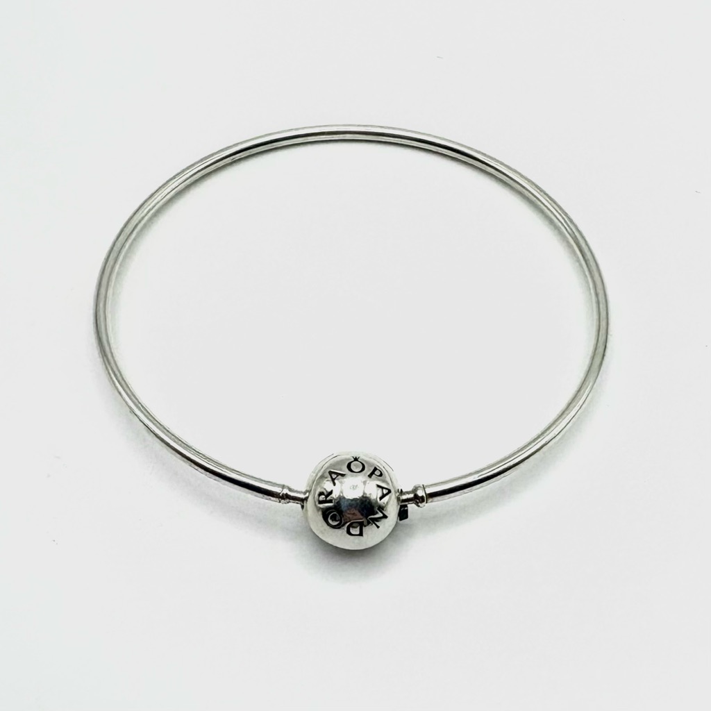 Pandora Essence Collection Sterling Silver Bangle Size 6.3 Inches